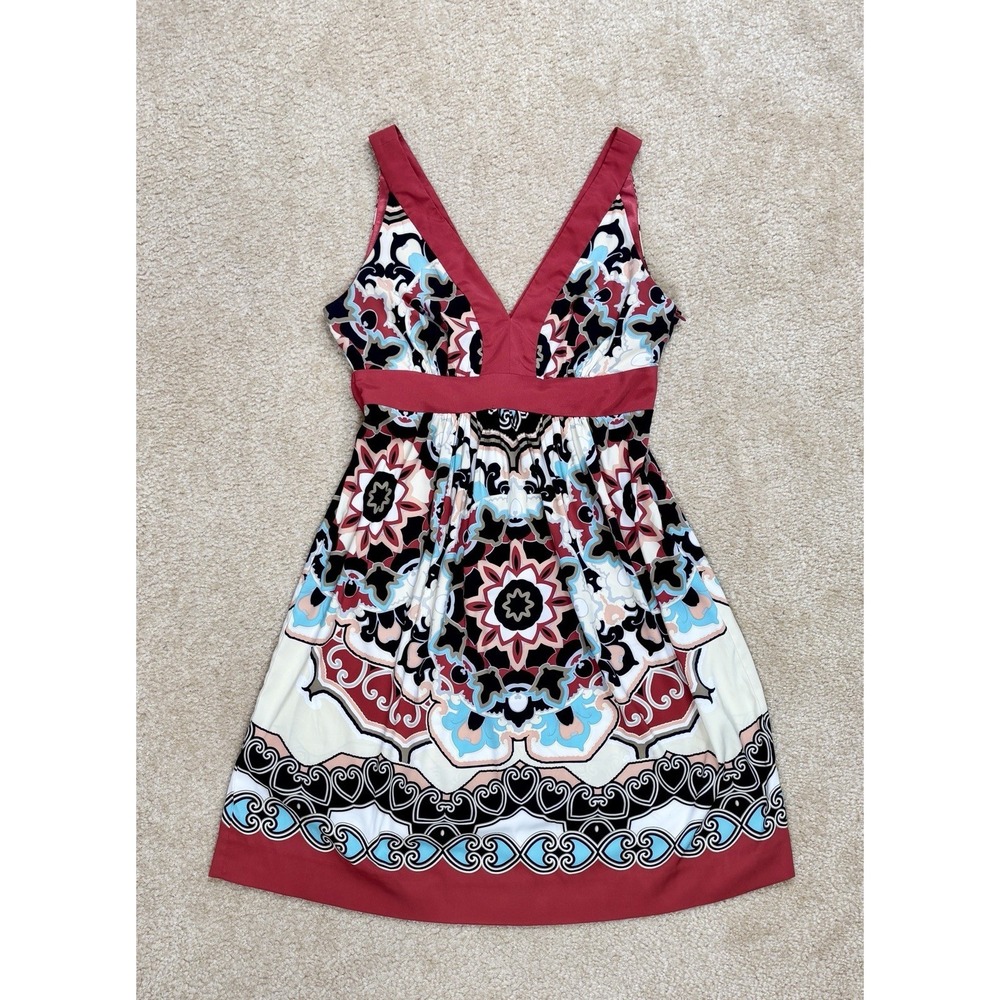 Trulli Vintage Inspired Sleeveless Satin Mini Dress Boho Size 2P